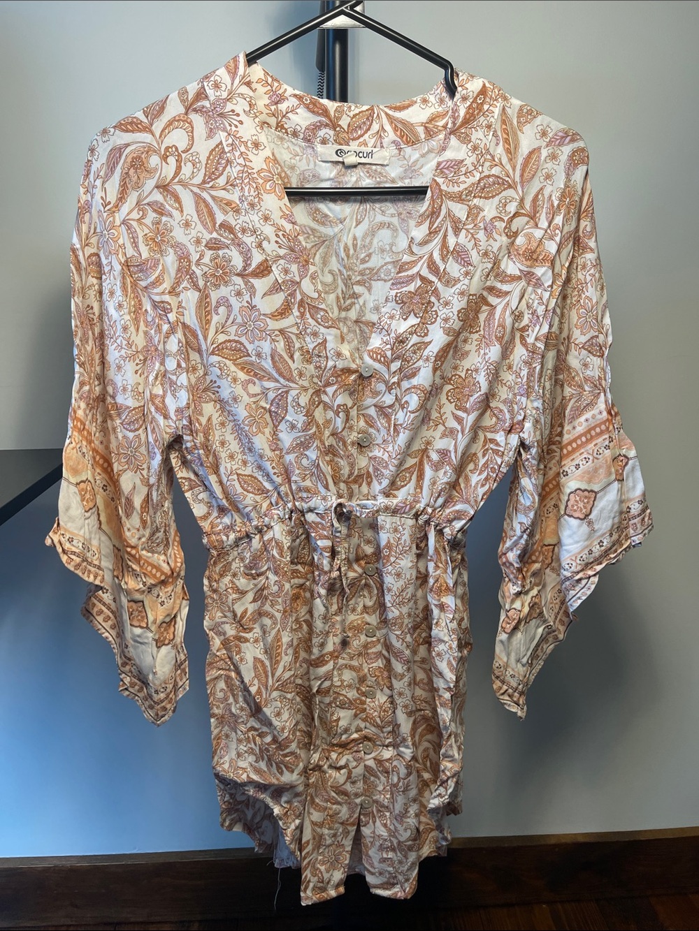 Rip Curl White and Tan Floral Mini Dress